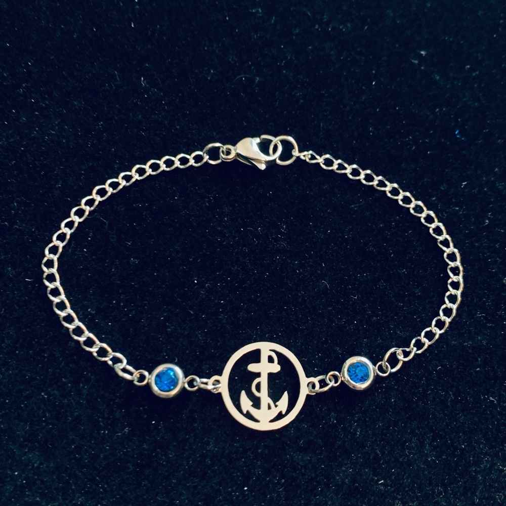 Nautical Anchor chain bracelet or anklet with rhinestones